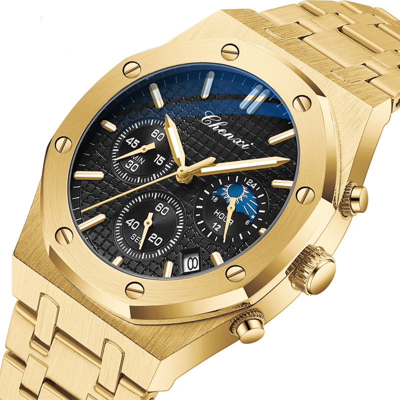 Chenxi CX0728 Chronograph Stainless Steel Sport Wristwatch Men Luminous Wristwatch